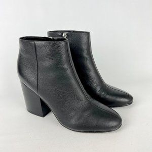 Marc Fisher Womens Quella Black Leather Bootie Block Heel Ankle Boots size 8.5